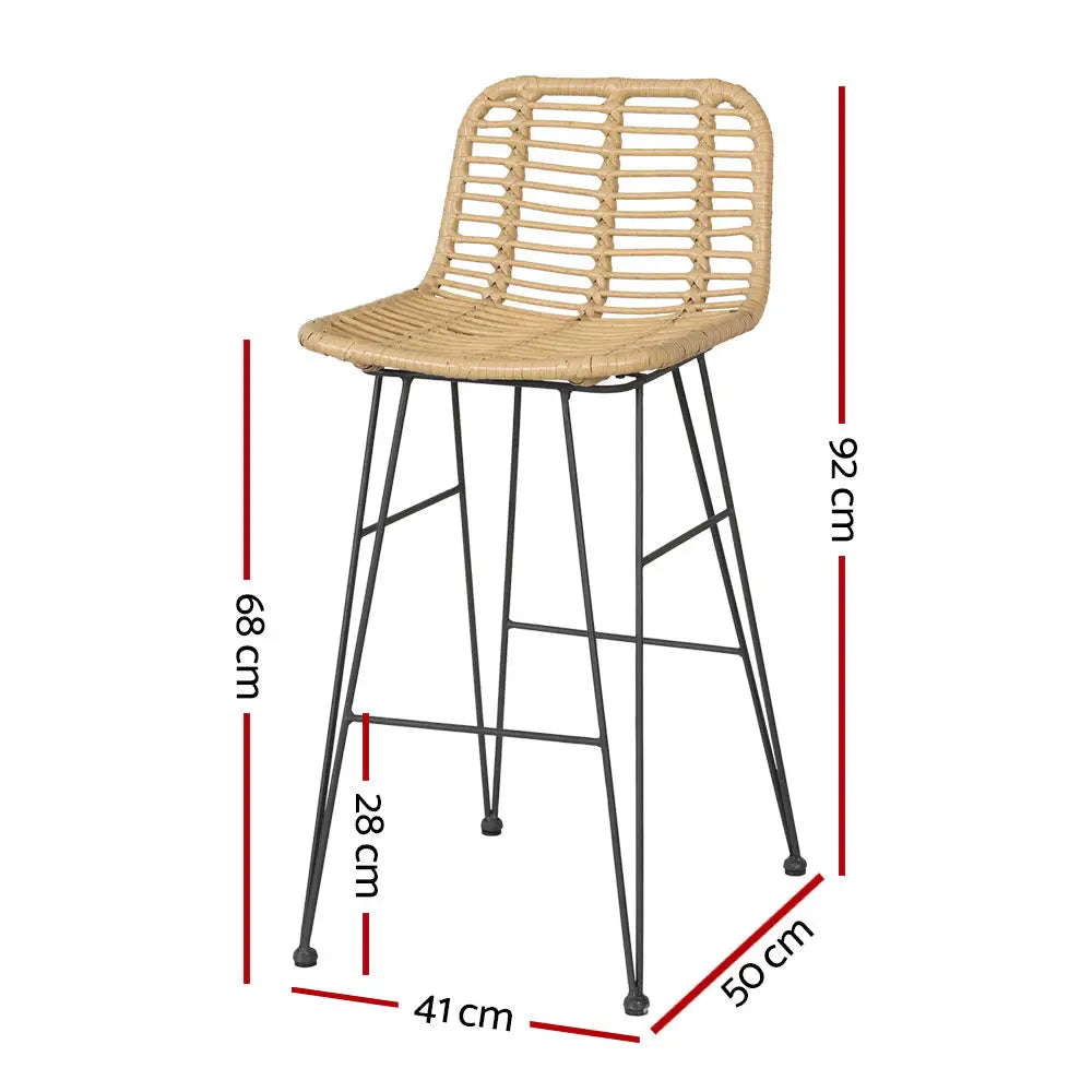 Gardeon 2 Piece Outdoor Bar Stools Wicker Dining Rattan Chair - Furniture > Outdoor > Outdoor Chairs