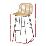 Gardeon 2 Piece Outdoor Bar Stools Wicker Dining Rattan Chair - Furniture > Outdoor > Outdoor Chairs