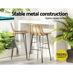Gardeon 2 Piece Outdoor Bar Stools Wicker Dining Rattan Chair - Furniture > Outdoor > Outdoor Chairs