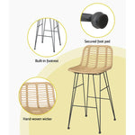 Gardeon 2 Piece Outdoor Bar Stools Wicker Dining Rattan Chair - Furniture > Outdoor > Outdoor Chairs