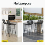 Gardeon 2 Piece Outdoor Bar Stools Wicker Dining Rattan Chair Black - Furniture > Bar Stools & Chairs > Table & Bar