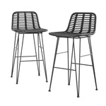 Gardeon 2 Piece Outdoor Bar Stools Wicker Dining Rattan Chair Black - Furniture > Bar Stools & Chairs > Table & Bar