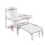 Gardeon 2PC Adirondack Outdoor Chairs Wood Foldable Sun Lounge Patio Furniture - Furniture > Outdoor > Outdoor Sofas &