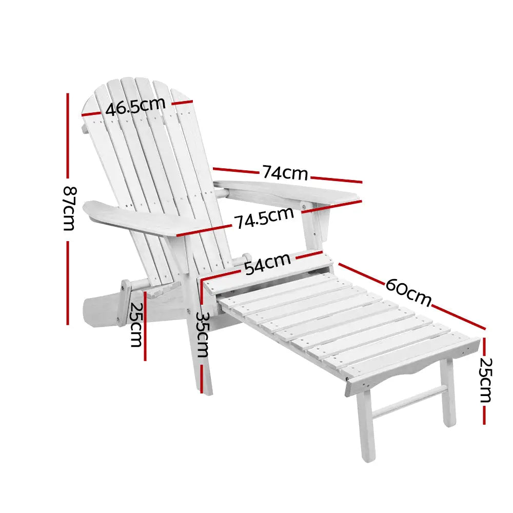 Gardeon 2PC Adirondack Outdoor Chairs Wood Foldable Sun Lounge Patio Furniture - Furniture > Outdoor > Outdoor Sofas &