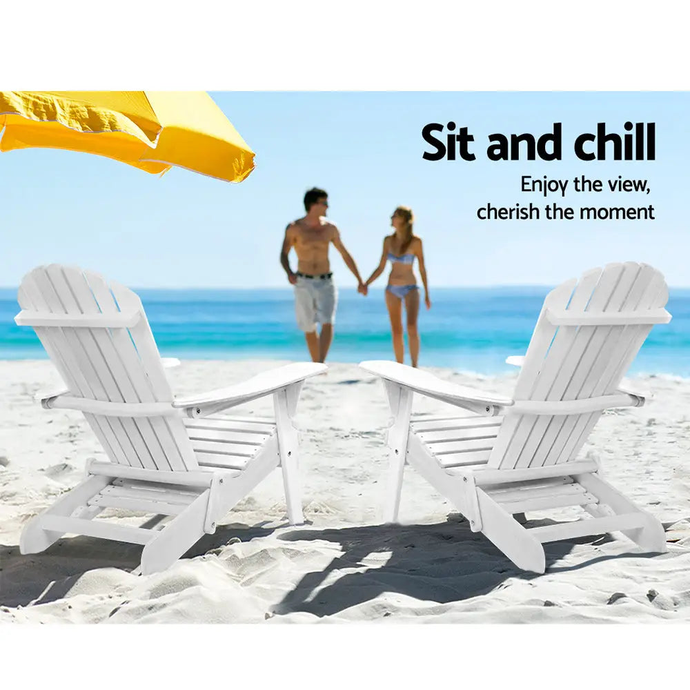 Gardeon 2PC Adirondack Outdoor Chairs Wood Foldable Sun Lounge Patio Furniture - Furniture > Outdoor > Outdoor Sofas &