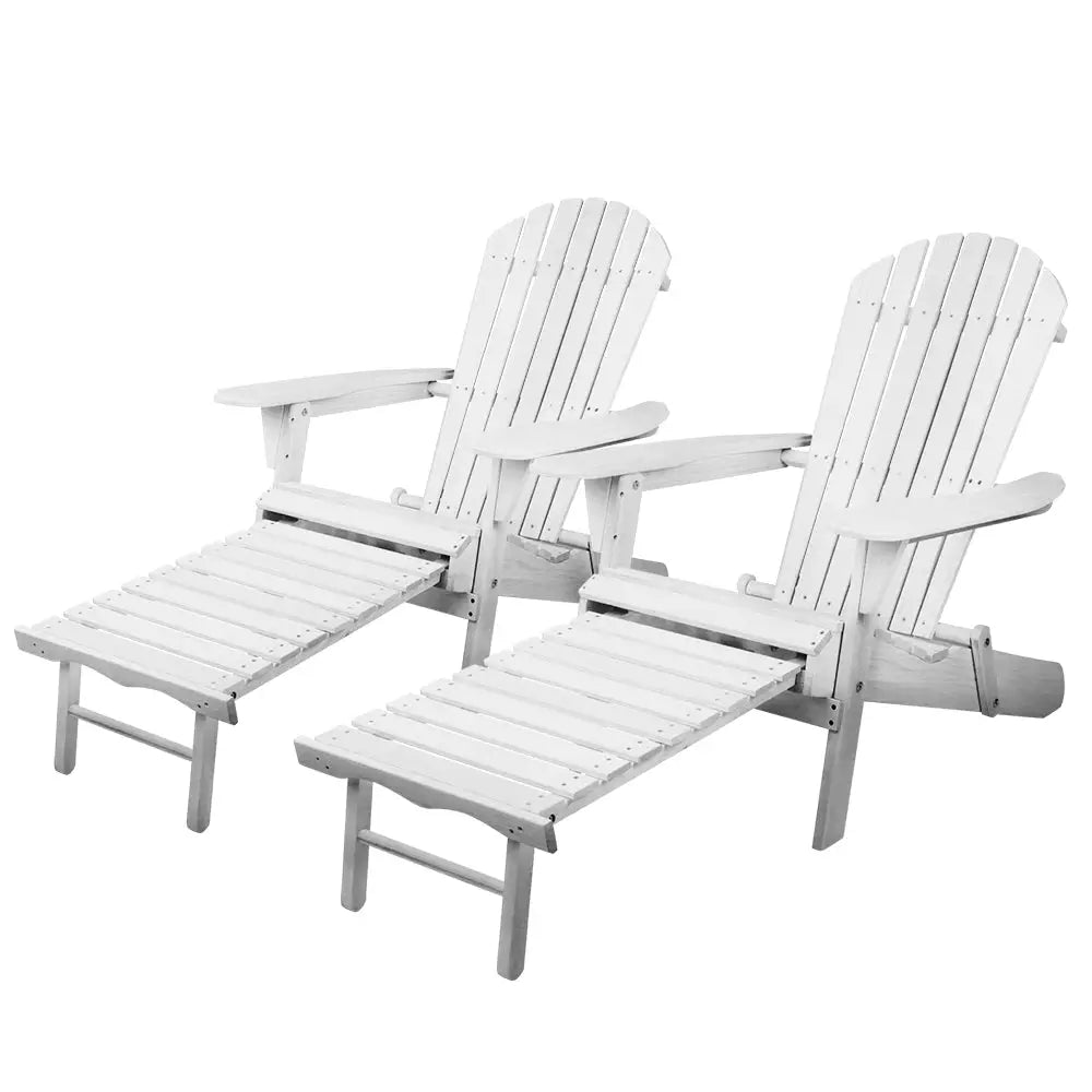 Gardeon 2PC Adirondack Outdoor Chairs Wood Foldable Sun Lounge Patio Furniture - Furniture > Outdoor > Outdoor Sofas &