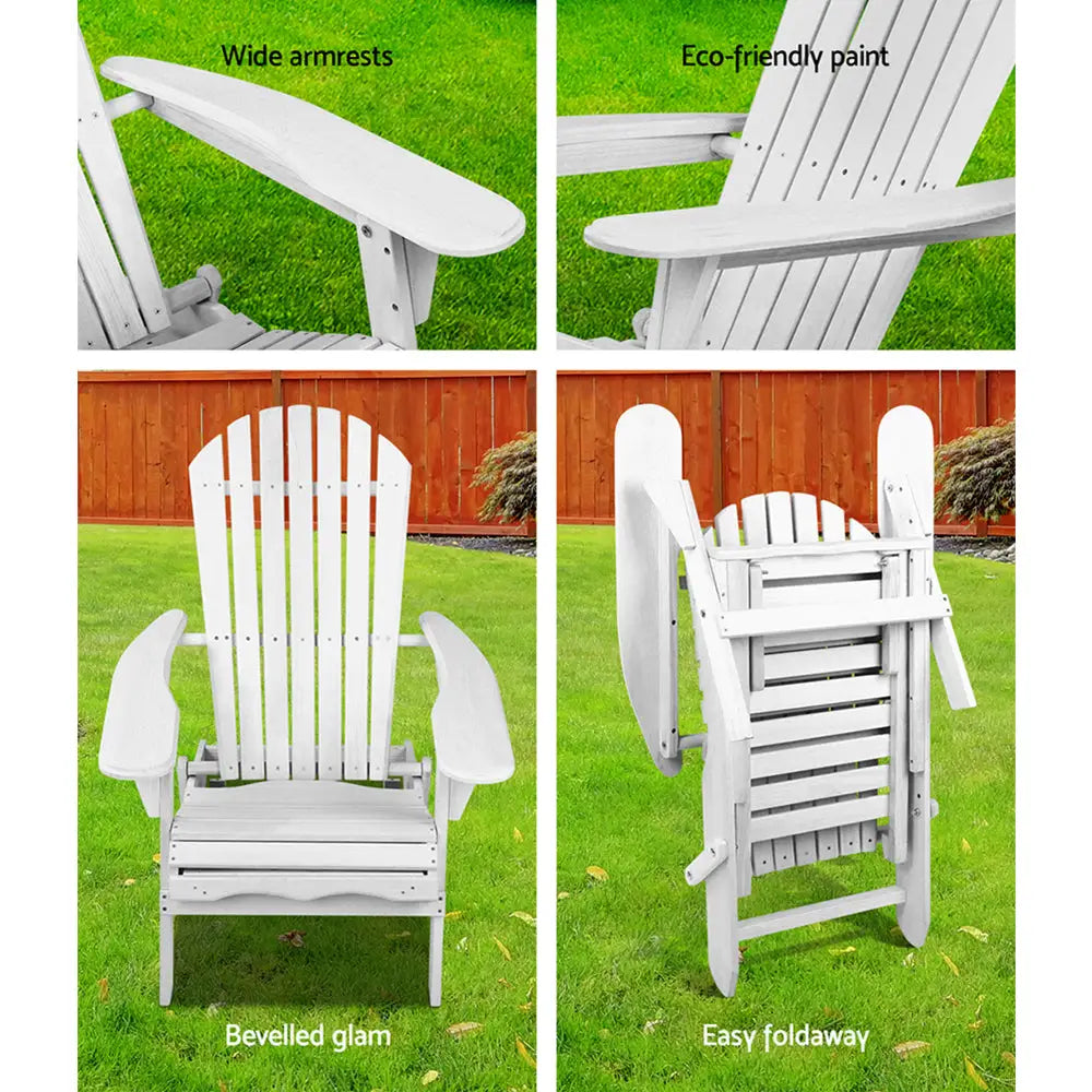 Gardeon 2PC Adirondack Outdoor Chairs Wood Foldable Sun Lounge Patio Furniture - Furniture > Outdoor > Outdoor Sofas &