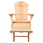 Gardeon 2PC Adirondack Outdoor Chairs Wooden Sun Lounge Patio Furniture Garden Natural - Furniture > Outdoor