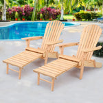 Gardeon 2PC Adirondack Outdoor Chairs Wooden Sun Lounge Patio Furniture Garden Natural - Furniture > Outdoor