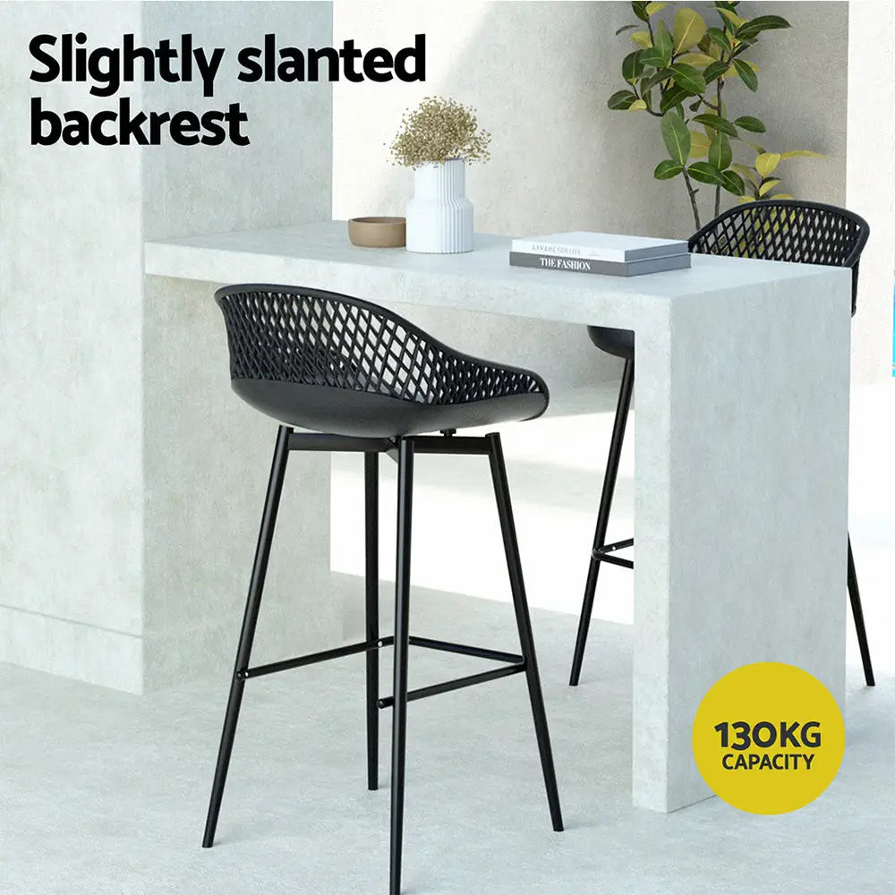 Gardeon 2PC Outdoor Bar Stools Plastic Metal Dining Chair Patio Furniture Garden - Furniture > Outdoor