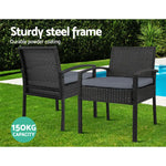 Gardeon 2PC Outdoor Dining Chairs Patio Furniture Rattan Lounge Chair Cushion Felix - Furniture > Outdoor