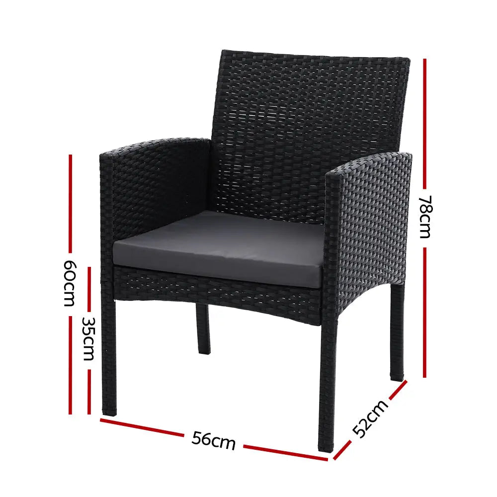 Gardeon 2PC Outdoor Dining Chairs Patio Furniture Rattan Lounge Chair XL Ezra - Furniture > Outdoor