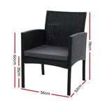 Gardeon 2PC Outdoor Dining Chairs Patio Furniture Rattan Lounge Chair XL Ezra - Furniture > Outdoor