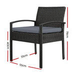 Gardeon 2PC Outdoor Dining Chairs Patio Furniture Rattan Lounge Chair Cushion Felix - Furniture > Outdoor