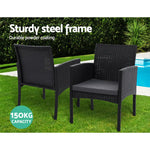Gardeon 2PC Outdoor Dining Chairs Patio Furniture Rattan Lounge Chair XL Ezra - Furniture > Outdoor