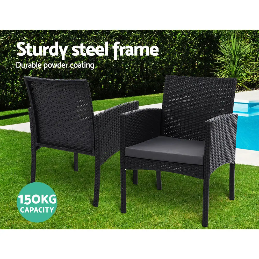 Gardeon 2PC Outdoor Dining Chairs Patio Furniture Rattan Lounge Chair XL Ezra - Furniture > Outdoor