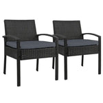 Gardeon 2PC Outdoor Dining Chairs Patio Furniture Rattan Lounge Chair Cushion Felix - Furniture > Outdoor