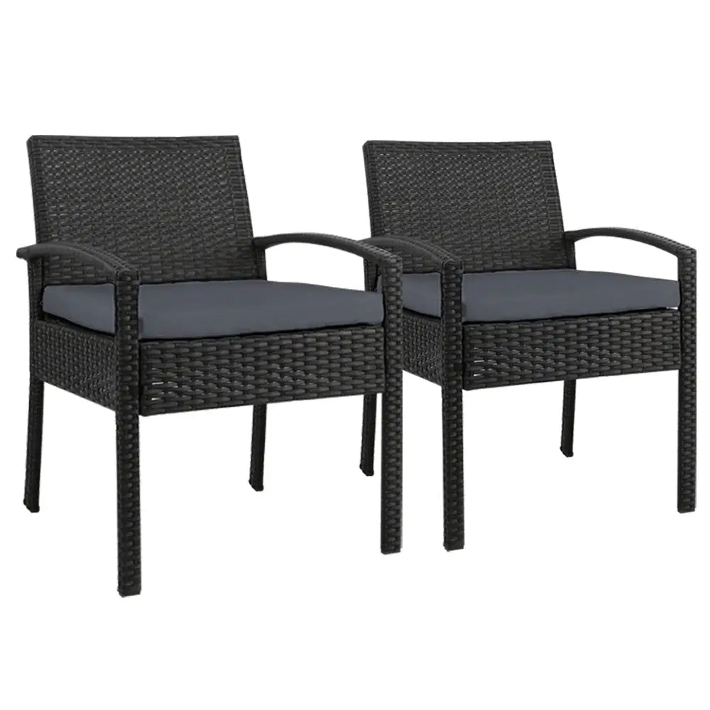 Gardeon 2PC Outdoor Dining Chairs Patio Furniture Rattan Lounge Chair Cushion Felix - Furniture > Outdoor