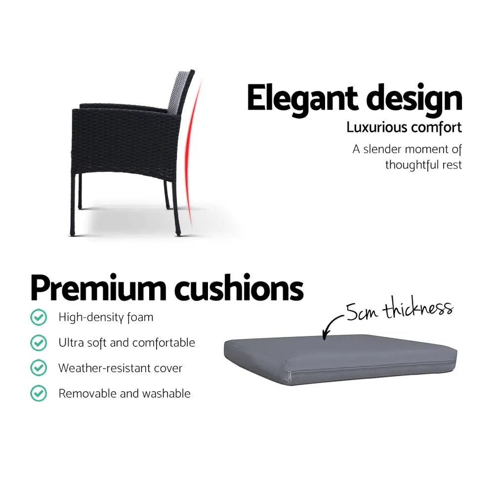 Gardeon 2PC Outdoor Dining Chairs Patio Furniture Rattan Lounge Chair XL Ezra - Furniture > Outdoor