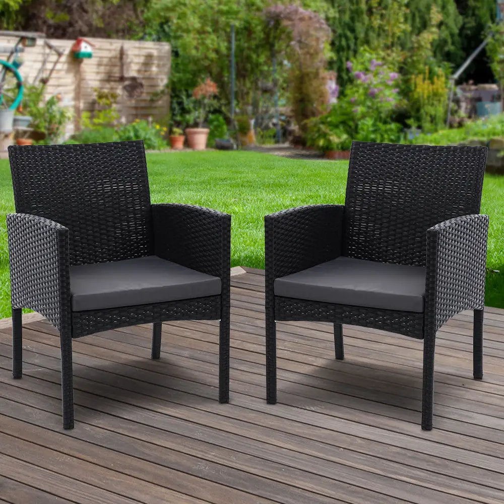 Gardeon 2PC Outdoor Dining Chairs Patio Furniture Rattan Lounge Chair XL Ezra - Furniture > Outdoor