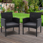 Gardeon 2PC Outdoor Dining Chairs Patio Furniture Rattan Lounge Chair XL Ezra - Furniture > Outdoor