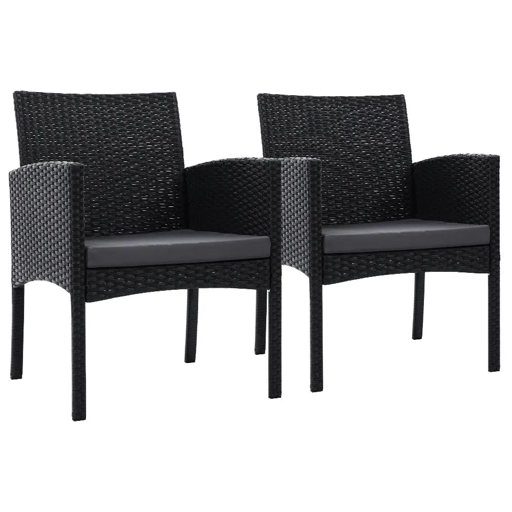 Gardeon 2PC Outdoor Dining Chairs Patio Furniture Rattan Lounge Chair XL Ezra - Furniture > Outdoor