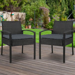 Gardeon 2PC Outdoor Dining Chairs Patio Furniture Rattan Lounge Chair Cushion Felix - Furniture > Outdoor