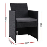 Gardeon 2PC Outdoor Dining Chairs Patio Furniture Wicker Garden Cushion Hugo - Furniture > Outdoor
