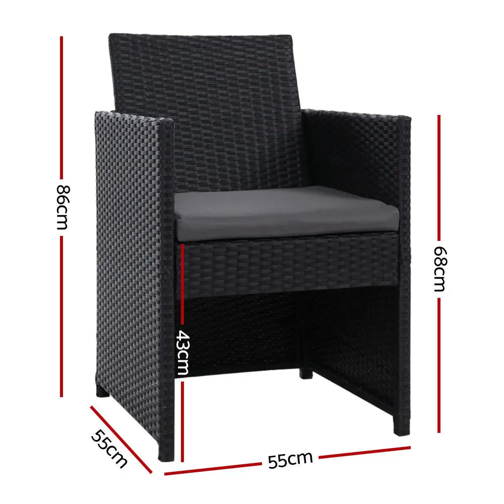 Gardeon 2PC Outdoor Dining Chairs Patio Furniture Wicker Garden Cushion Hugo - Furniture > Outdoor