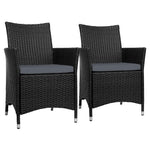 Gardeon 2PC Outdoor Dining Chairs Patio Furniture Wicker Garden Cushion Idris - Furniture > Outdoor