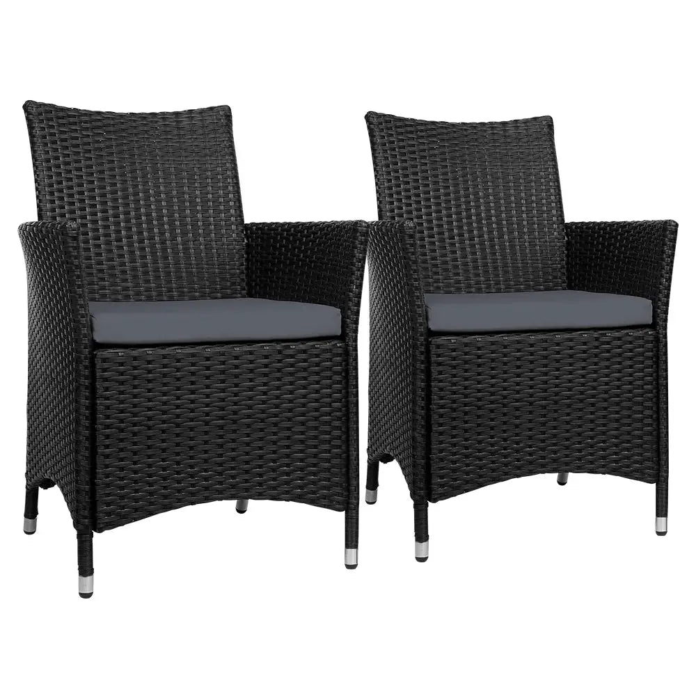 Gardeon 2PC Outdoor Dining Chairs Patio Furniture Wicker Garden Cushion Idris - Furniture > Outdoor