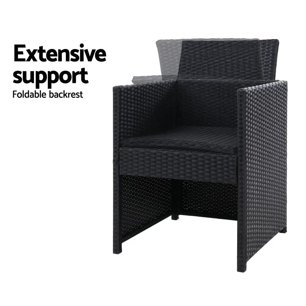 Gardeon 2PC Outdoor Dining Chairs Patio Furniture Wicker Garden Cushion Hugo - Furniture > Outdoor