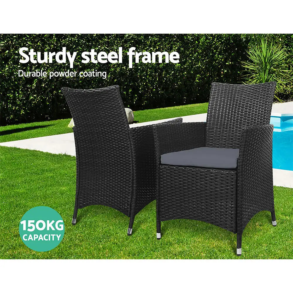 Gardeon 2PC Outdoor Dining Chairs Patio Furniture Wicker Garden Cushion Idris - Furniture > Outdoor