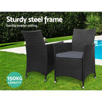Gardeon 2PC Outdoor Dining Chairs Patio Furniture Wicker Garden Cushion Idris - Furniture > Outdoor