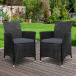 Gardeon 2PC Outdoor Dining Chairs Patio Furniture Wicker Garden Cushion Idris - Furniture > Outdoor