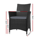 Gardeon 2PC Outdoor Dining Chairs Patio Furniture Wicker Garden Cushion Idris - Furniture > Outdoor