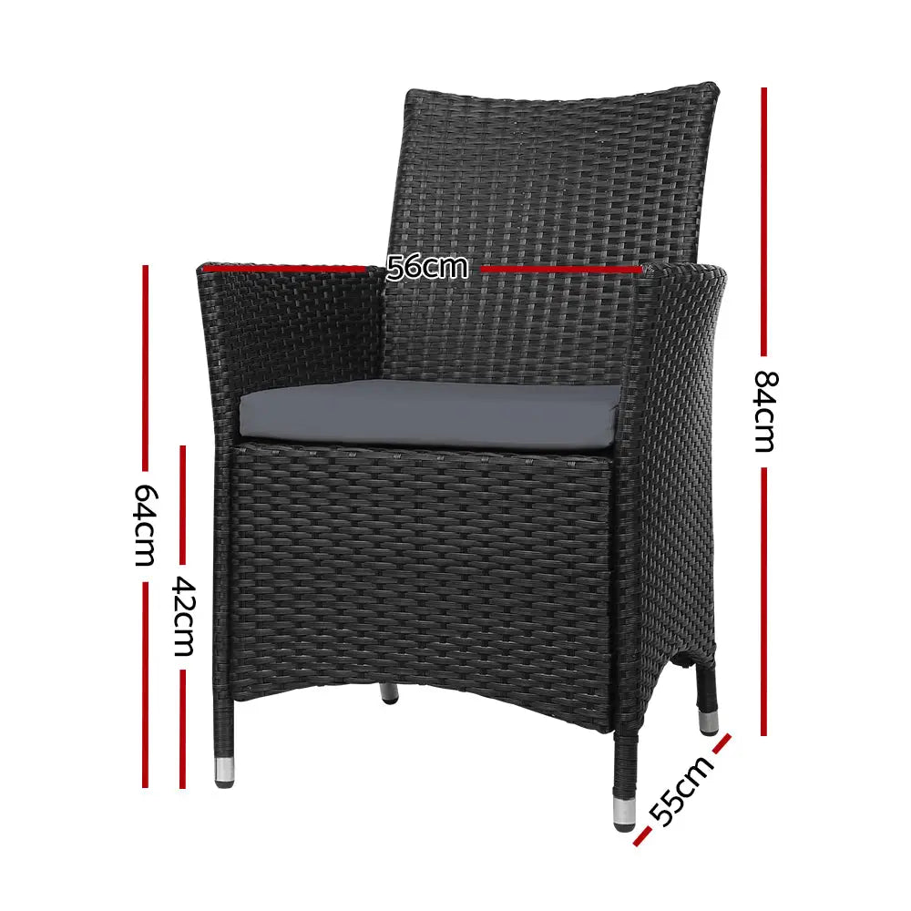 Gardeon 2PC Outdoor Dining Chairs Patio Furniture Wicker Garden Cushion Idris - Furniture > Outdoor