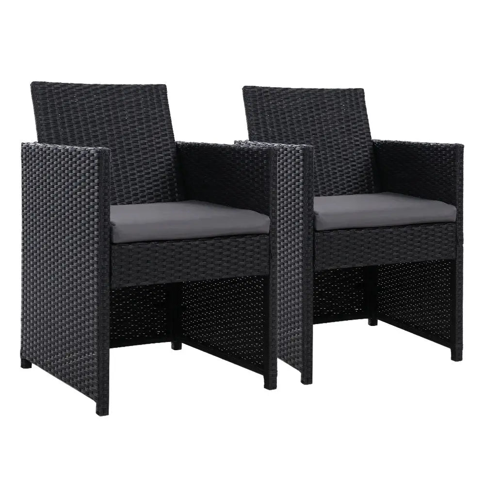 Gardeon 2PC Outdoor Dining Chairs Patio Furniture Wicker Garden Cushion Hugo - Furniture > Outdoor