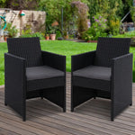 Gardeon 2PC Outdoor Dining Chairs Patio Furniture Wicker Garden Cushion Hugo - Furniture > Outdoor