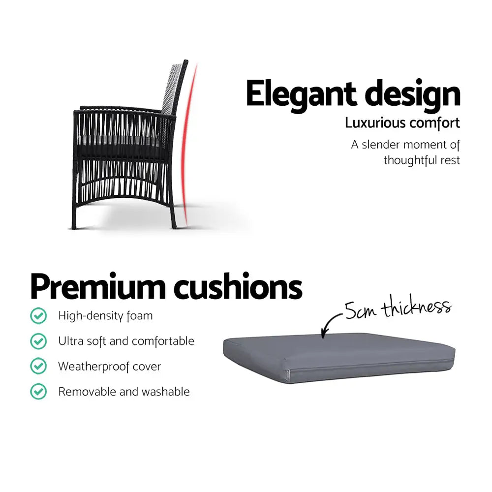 Gardeon 2PC Outdoor Dining Chairs Patio Furniture Wicker Lounge Chair Garden - Furniture > Outdoor