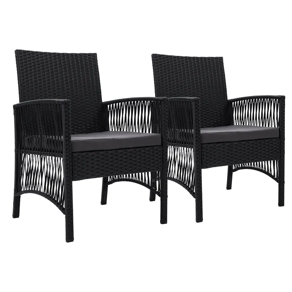 Gardeon 2PC Outdoor Dining Chairs Patio Furniture Wicker Lounge Chair Garden - Furniture > Outdoor