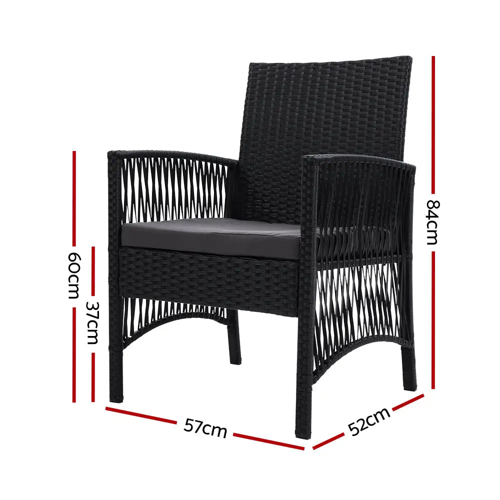 Gardeon 2PC Outdoor Dining Chairs Patio Furniture Wicker Lounge Chair Garden - Furniture > Outdoor