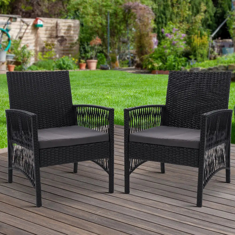 Gardeon 2PC Outdoor Dining Chairs Patio Furniture Wicker Lounge Chair Garden - Furniture > Outdoor