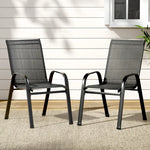 Gardeon 2PC Outdoor Dining Chairs Stackable Lounge Chair Patio Furniture Black - Furniture > Outdoor
