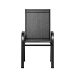 Gardeon 2PC Outdoor Dining Chairs Stackable Lounge Chair Patio Furniture Black - Furniture > Outdoor