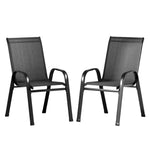 Gardeon 2PC Outdoor Dining Chairs Stackable Lounge Chair Patio Furniture Black - Furniture > Outdoor