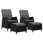 Gardeon 2PC Recliner Chair Sun lounge Wicker Lounger Outdoor Furniture Adjustable Black - Furniture > Outdoor