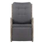 Gardeon 2PC Recliner Chairs Sun lounge Wicker Lounger Outdoor Furniture Adjustable Grey - Furniture > Outdoor