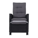 Gardeon 2PC Recliner Chairs Sun lounge Wicker Lounger Outdoor Furniture Adjustable Black - Furniture > Outdoor