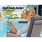 Gardeon 2PC Recliner Chairs Sun lounge Wicker Lounger Outdoor Furniture Adjustable Grey - Furniture > Outdoor